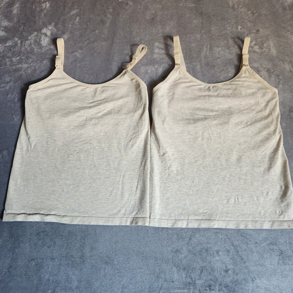 Kindred Bravely Bamboo Nursing Tank Top Cami Lot of 2 Medium Oat Heather Set M